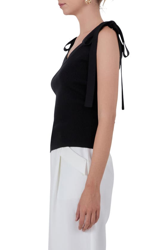 Shop Endless Rose Tie Strap Rib Tank In Black