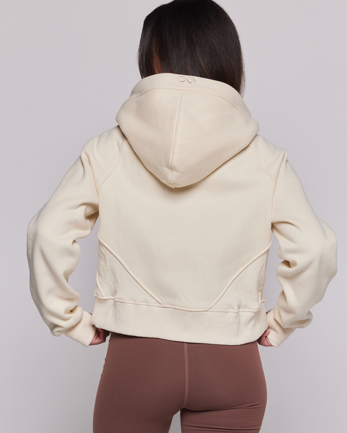 Rebody Active Effortless Fleece Full Zip Hoodie In Bone