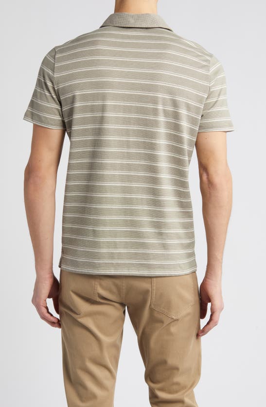 ROBERT BARAKETT ROBERT BARAKETT MEYER STRIPE JACQUARD JOHNNY COLLAR COTTON POLO 