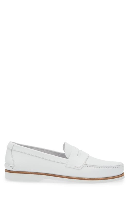 Shop Jm Weston Bateau Water Resistant Penny Loafer In White/cement