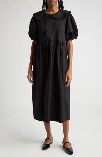 Sandy Liang Maeve Ruffle Collar Cotton Poplin Midi Dress | Nordstrom