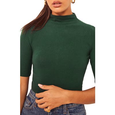 Reformation Sebo Mock Neck Top, Green