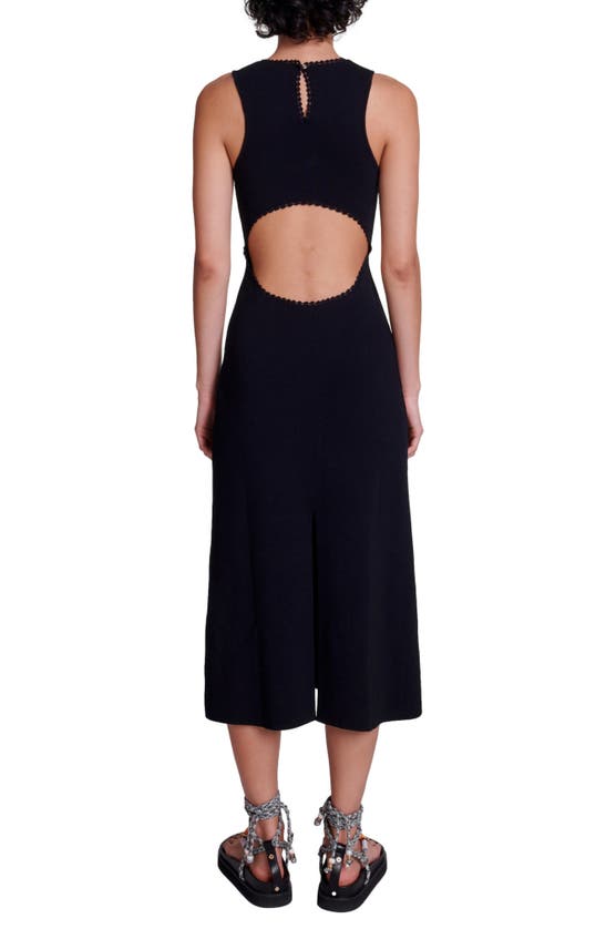 Shop Maje Remo Sleeveless Cutout Midi Dress In Black
