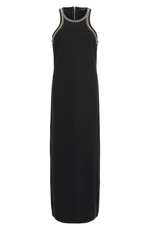 Allsaints Cassidy Embellished Trim Midi Dress In Black