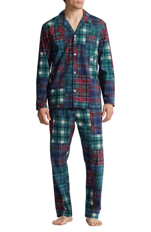 Polo Ralph Lauren Plaid Patchwork Cotton Pajamas in Navy Patchwork at Nordstrom, Size Small