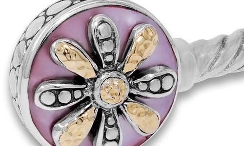 Shop Samuel B. Sterling Silver & 18k Gold Mother-of-pearl Flower Hinged Bangle Bracelet In Silver/pink