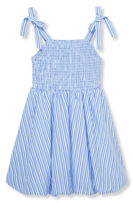 Shop Habitual Kids Kids' Stripe Smocked Bubble Sundress In Blue
