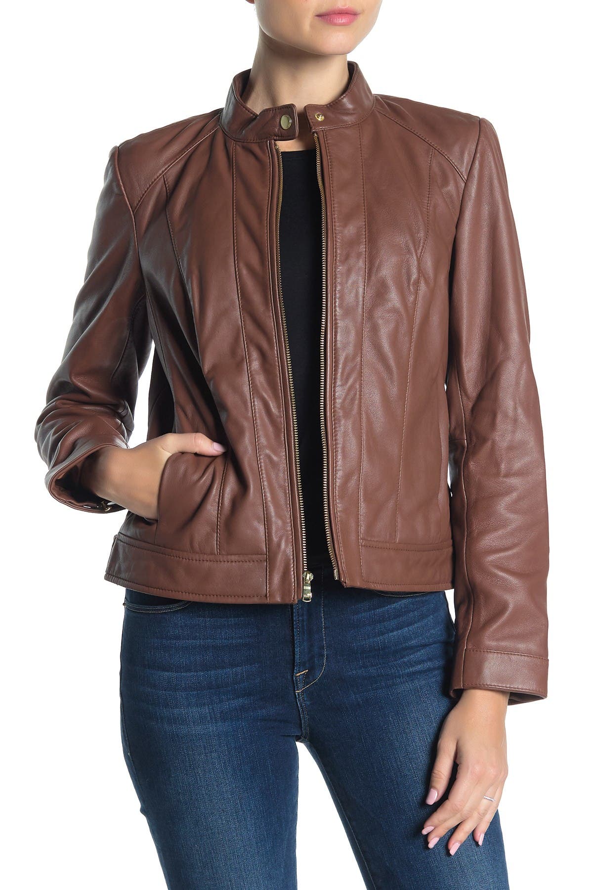 lambskin leather moto jacket cole haan