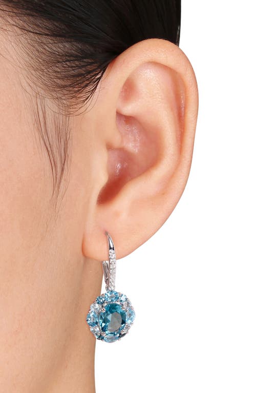 Delmar London Blue Topaz & Blue Topaz Drop Earrings & Necklace Set In Blue