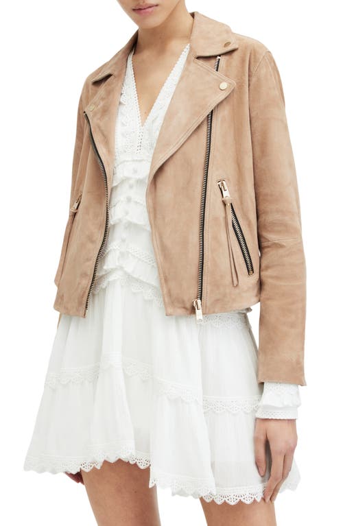 AllSaints Dalby Suede Biker Jacket Brown at Nordstrom, Us