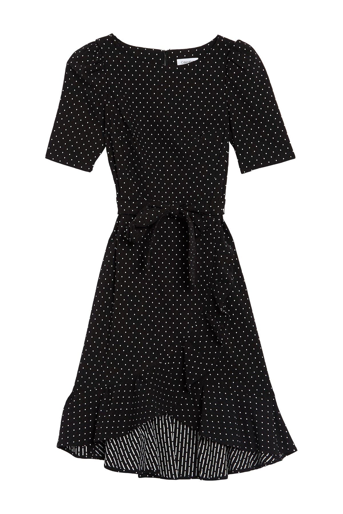 calvin klein black and white polka dot dress