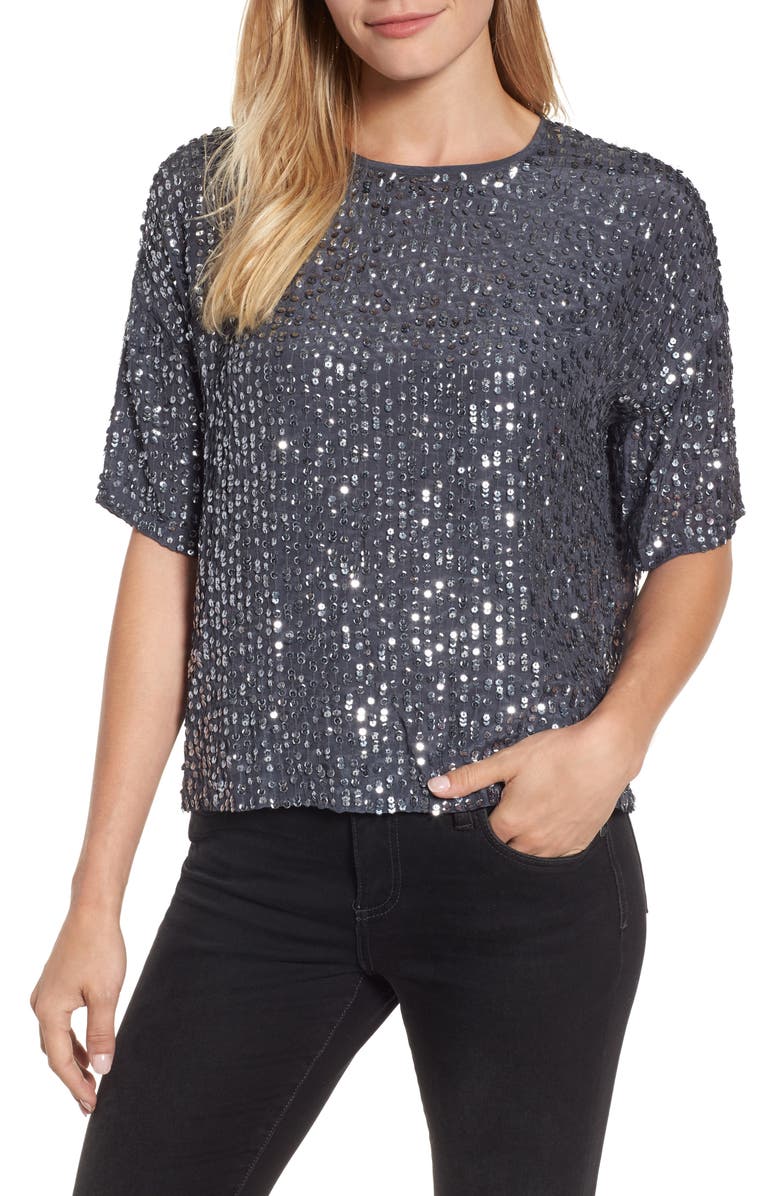 Velvet by Graham & Spencer Short Sleeve Sequin Top | Nordstrom