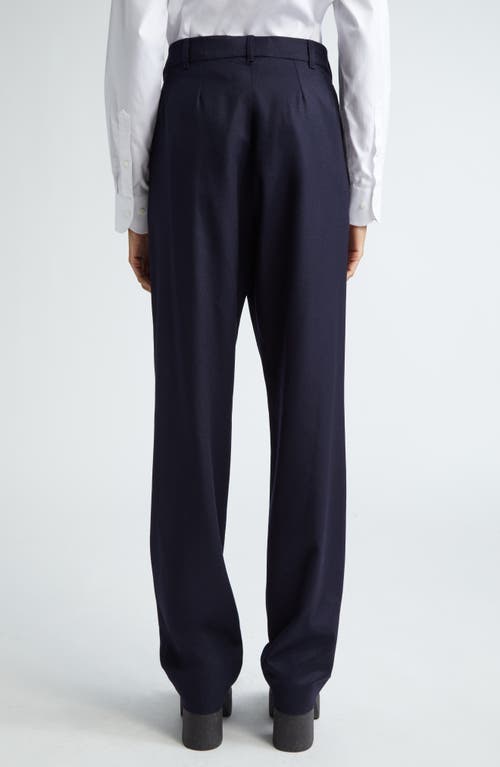 Shop Stella Mccartney Pleated Wool Flannel Trousers In Navy