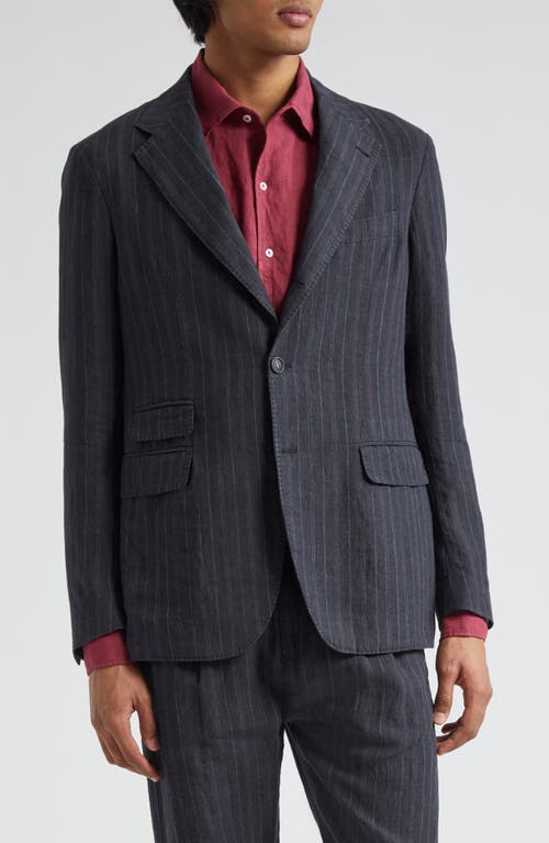 Massimo Alba Catch 2 Stripe Linen Blazer R570 Dark Blue at Nordstrom, Us