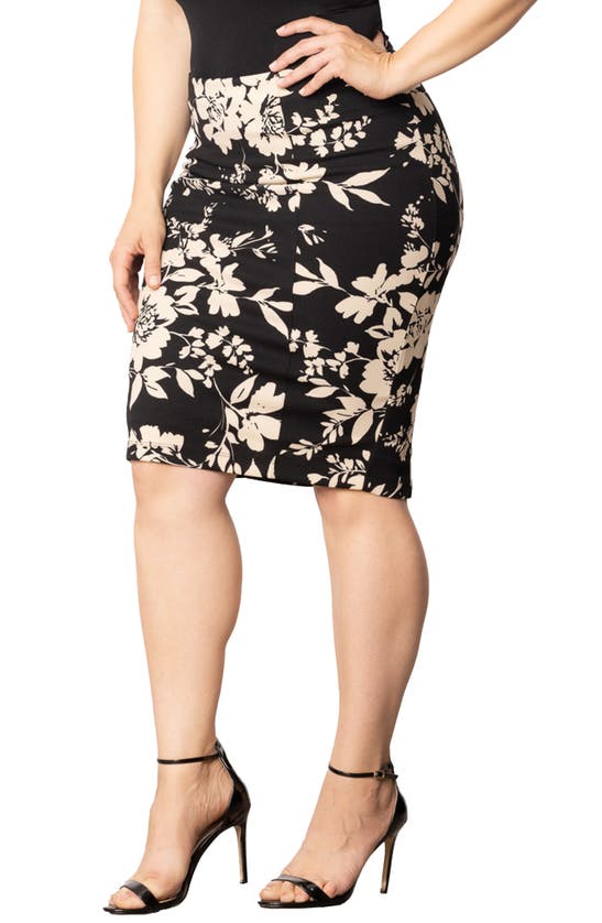 Shop Kiyonna Pencil Skirt In Vintage Ivory Florals