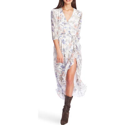 1.state Floral Print Wrap Maxi Dress, White