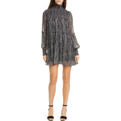 Cinq A Sept Rika Daisy Chain Long Sleeve Minidress, Black