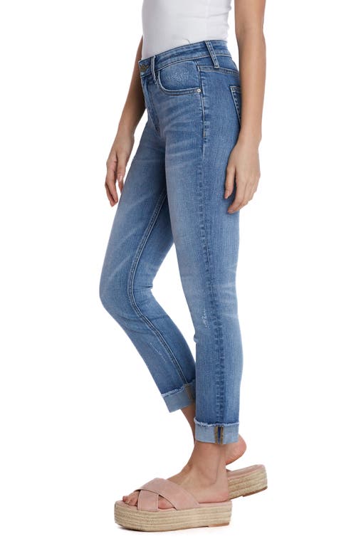 Hint Of Blu Cuffed Crop Skinny Jeans In Worn Blue
