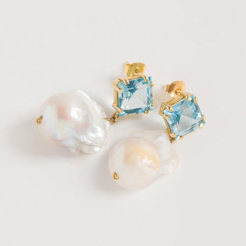 Freya Rose Blue Topaz Baroque Drops In Gold