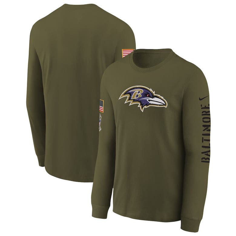 Nike Kids' Youth  Olive Baltimore Ravens 2022 Salute To Service Team Logo Long Sleeve T-shirt