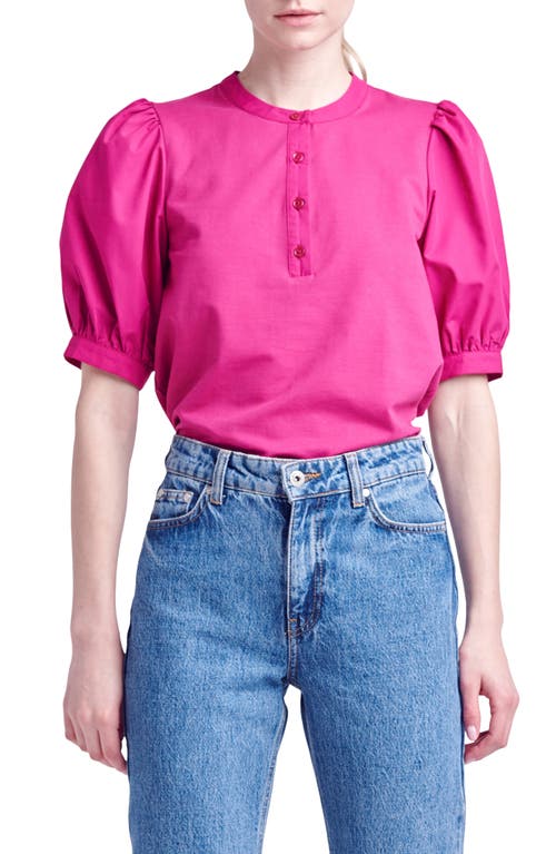 English Factory Mixed Media Puff Sleeve Top at Nordstrom,