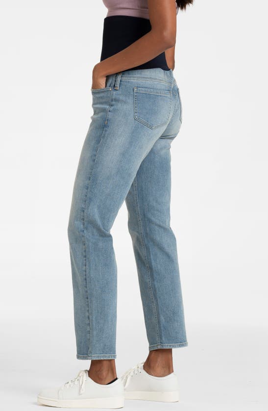 Shop Seraphine Tapered Leg Postpartum Jeans In Light Blue