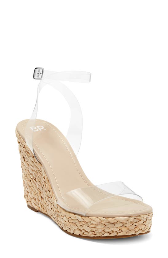 Bp. Ginny Espadrille Ankle Strap Wedge Sandal In Clear/ Tan
