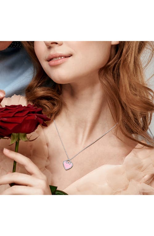 Delmar Enamel Heart Pendant Necklace In Pink