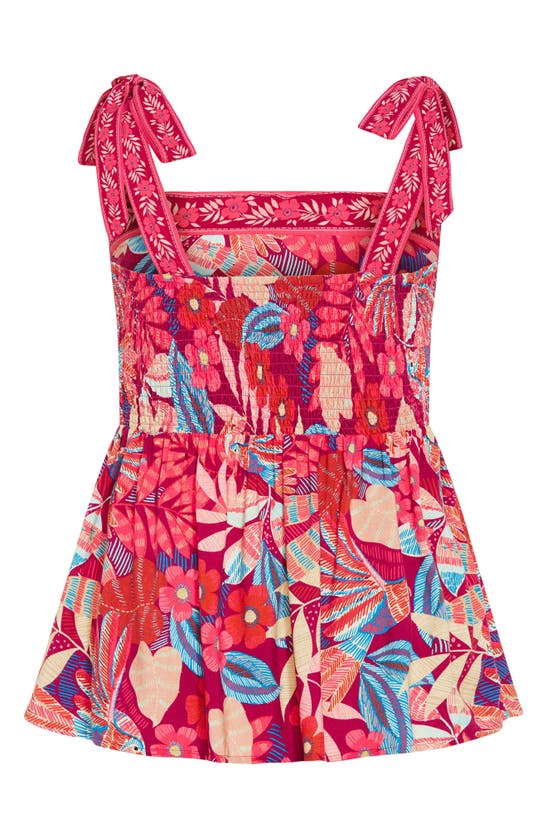 City Chic Paradiso Print Tie Strap Peplum Tank In Paridiso