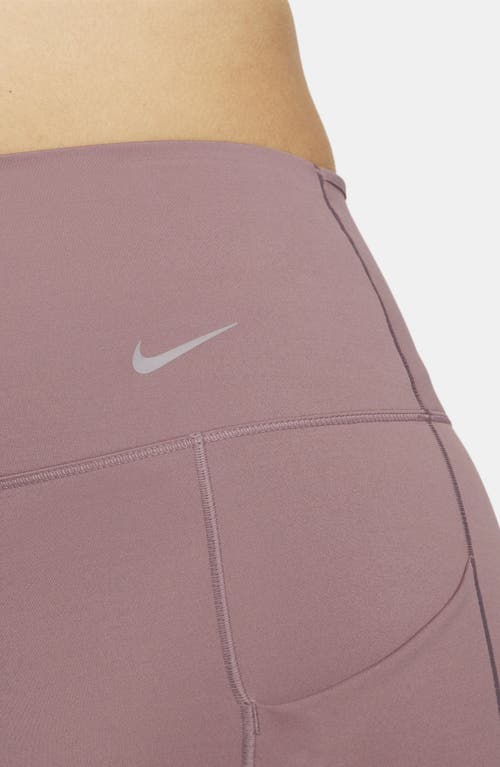 Shop Nike Dri-fit Go High Waist 7/8 Leggings In Smokey Mauve/black