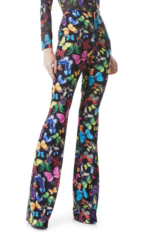 Alice + Olivia Butterfly Print Bootcut Pants in Butterfly High Black