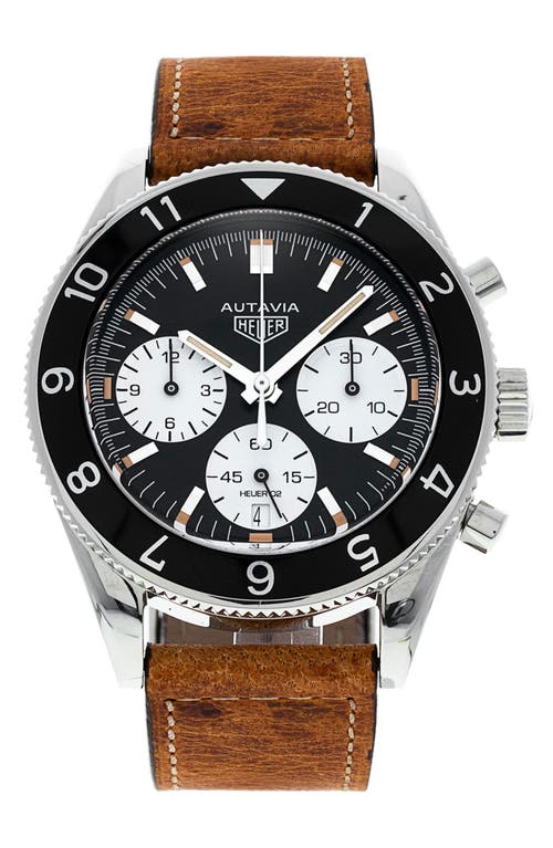 Watchfinder & Co. Tag Heuer Preowned 2019 Autavia Bracelet Chronograph Watch, 42mm in Black/Silver/Brown at Nordstrom