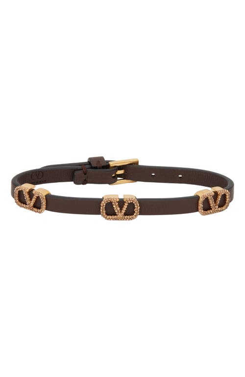 Valentino Garavani Signature Vlogo Leather Bracelet In Black