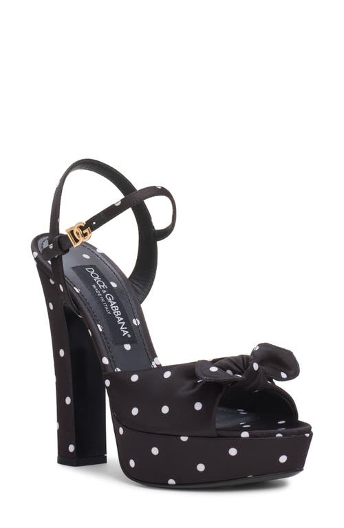 Dolce & Gabbana Keira Embellished Polka-dot Satin Sandals In Nero