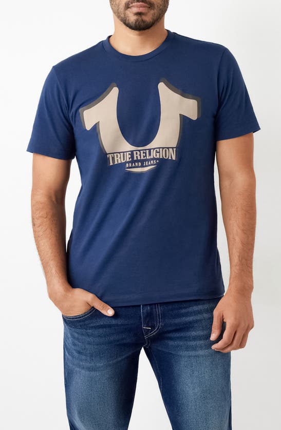 True Religion Brand Jeans Tr Cotton Crew Graphic T-shirt In Dress Blue