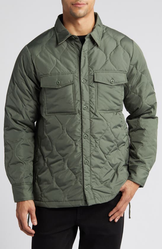 Shop Taion Military Quilted Packable Water Resistant 800 Fill Power Down Shirt Jacket In Olive