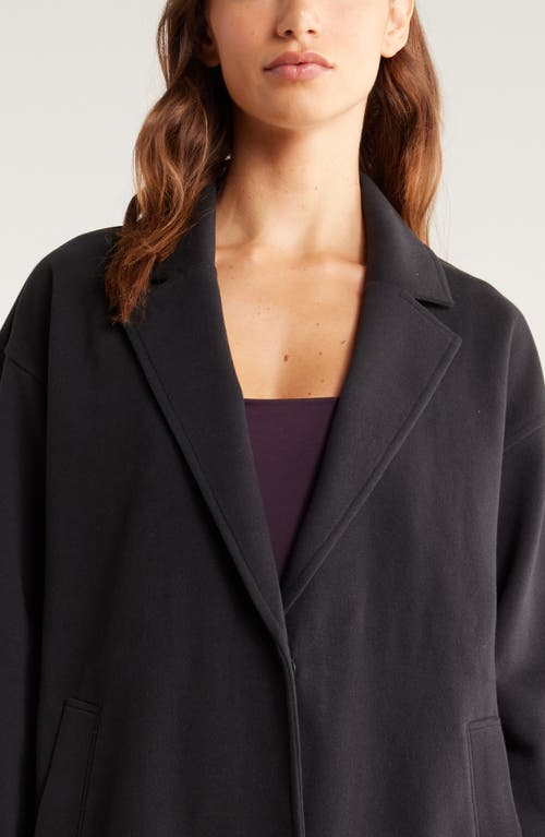 Shop Zella Cloud Fleece Longline Blazer In Black