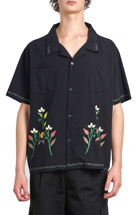 Men's Bowling Shirt With Floral Motif by Bode
