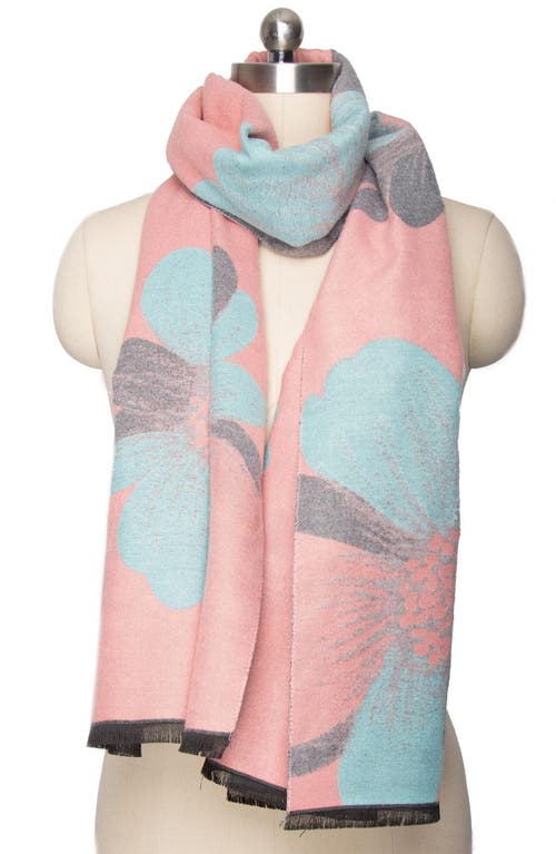 Saachi Floral Reversible Scarf In Grey/pink/blue