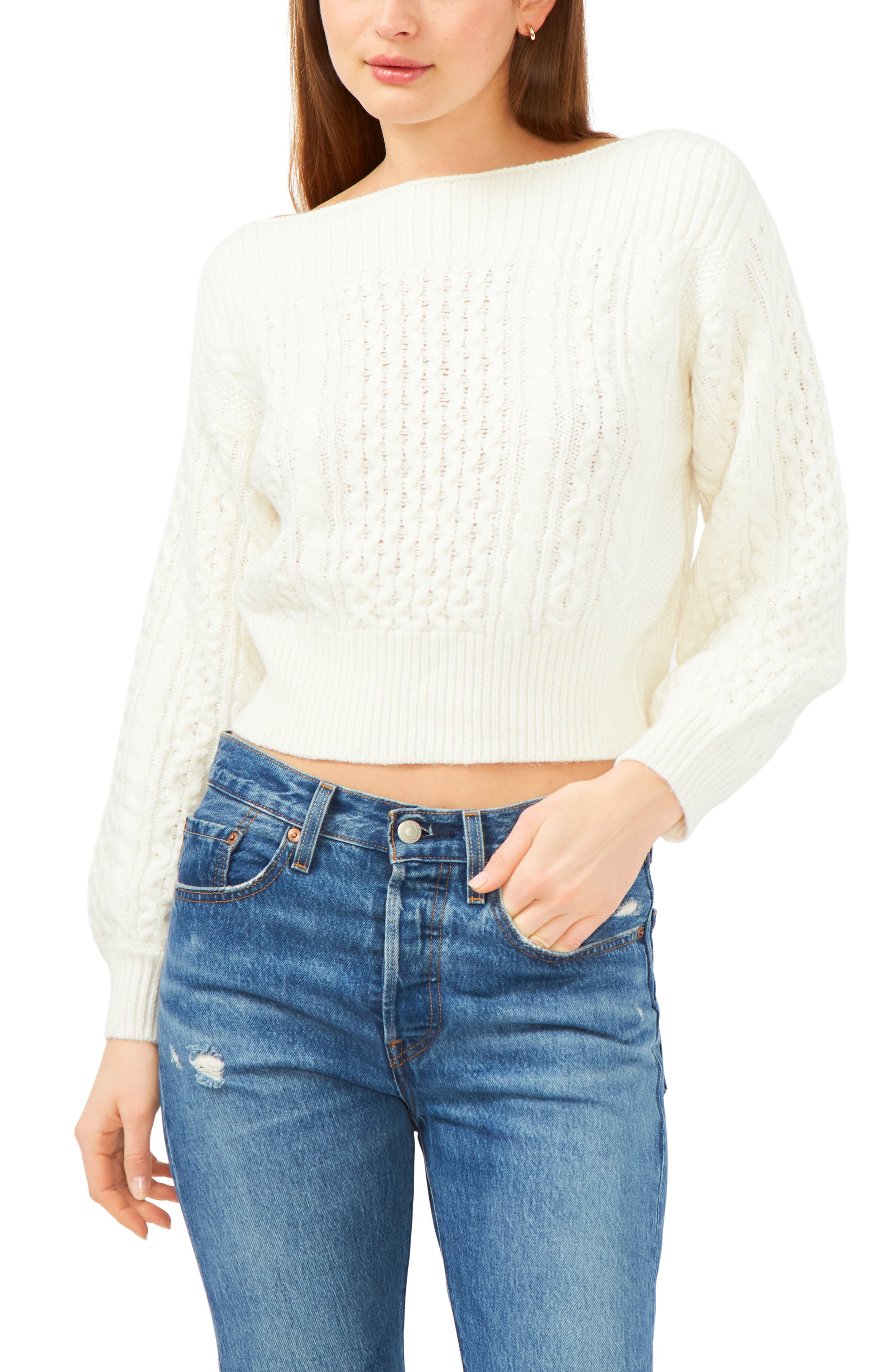 off the shoulder cotton sweater
