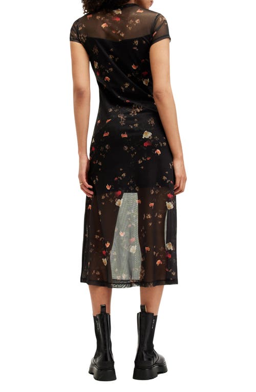 Shop Allsaints Hanna Kora Floral Print Midi Dress In Black