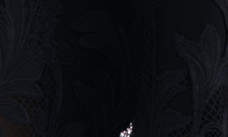 Shop Oscar De La Renta Marbled Carnation Guipure Hem Knit Dress In Black
