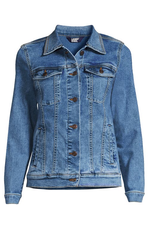 Shop Lands' End Denim Trucker Jacket In Sea Breeze Blue Wash