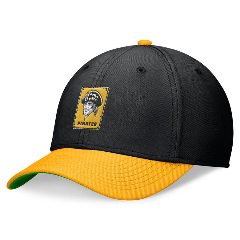 Shop Nike Black/gold Pittsburgh Pirates Cooperstown Collection Rewind Swooshflex Performance Hat