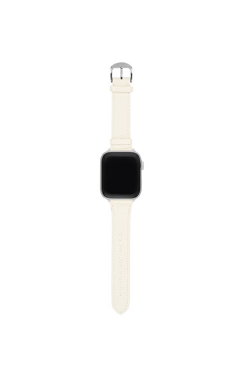 Shop Hyer Goods Upcycled Leather Apple Watch Band In White/silver