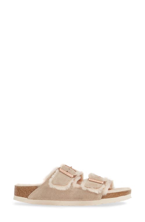 Birkenstock Arizona Genuine Shearling Lined Slide Sandal In Taupe