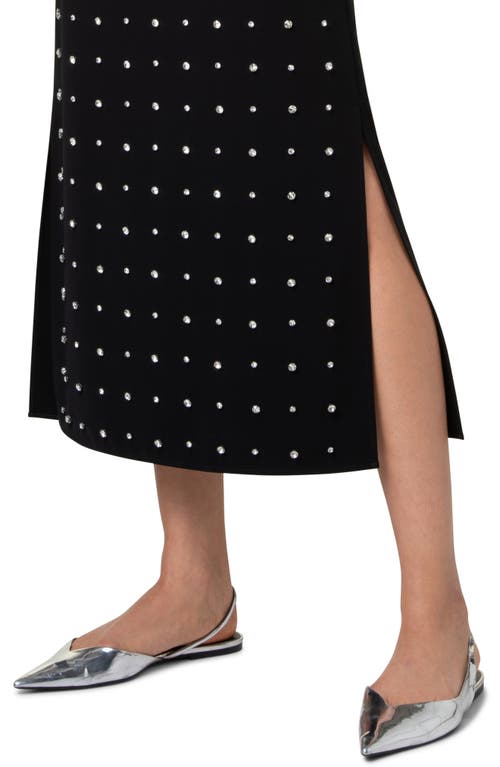 Shop Akris Punto Crystal Stud Sleeveless Midi Dress In Black