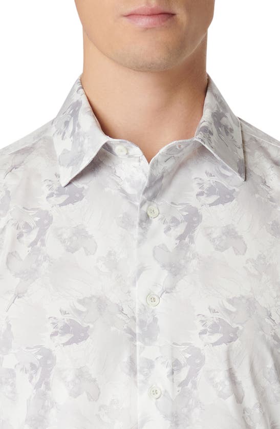 Bugatchi James Ooohcotton® Leaf Print Button-up Shirt In Platinum