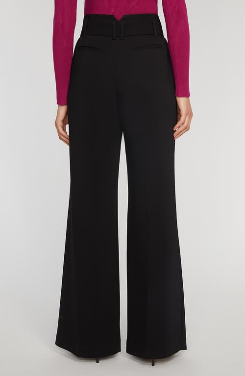 Shop Elie Tahari The Diana Belted High Waist Flare Pants In Noir