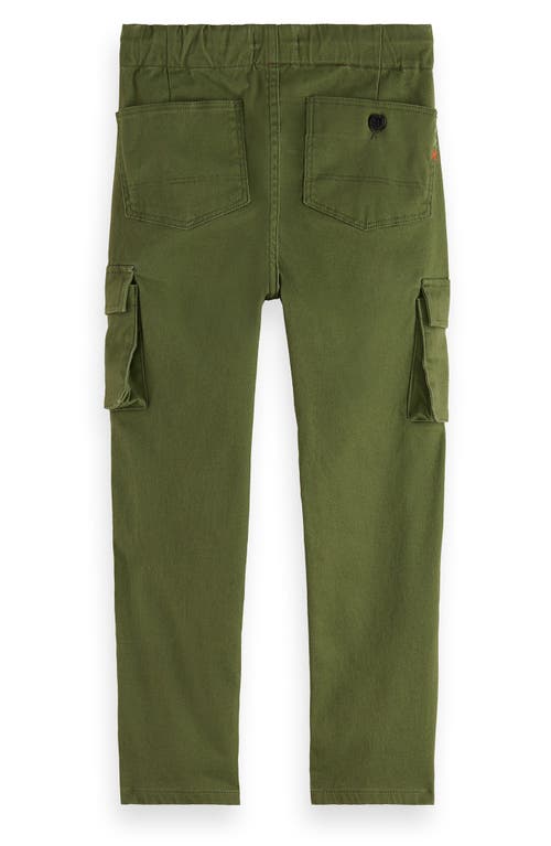 Shop Scotch & Soda Kids' Straight Leg Stretch Cotton Cargo Pants In Military